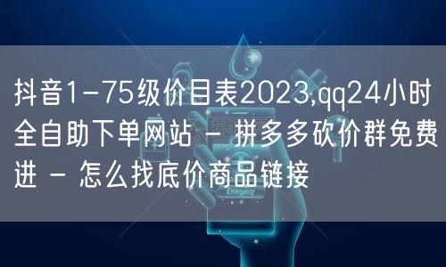 抖音1-75级价目表2023,qq24小时全自助下单网站 - 拼多多砍价群免费进